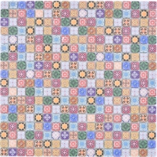 Piastrella di vetro a mosaico retro marocchino aspetto ornamentale piastrelle colorate backsplash bagno MOS78-RB83