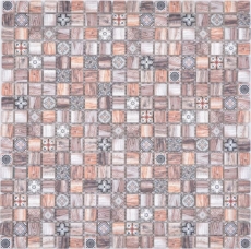 Piastrella di mosaico dipinta a mano mosaico di vetro combi legno retrò marrone cucina splashback bagno MOS78-W89_m