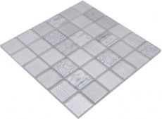 Piastrella di mosaico a mano mosaico di vetro combi foresta bianco alzatina cucina piastrellata MOS78-W18_m
