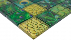 Piastrella di mosaico dipinta a mano mosaico di vetro combi verde foresta cucina splashback bagno MOS78-W88_m