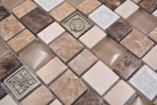 Mosaico dipinto a mano Mosaico composito multiformato pietra resina ceramica mix emperador backsplash MOS85-2FD_m