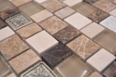 Mosaico dipinto a mano Mosaico composito multiformato pietra resina ceramica mix emperador backsplash MOS85-2FD_m
