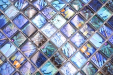 Mosaico di vetro piastrelle blu lucido Bird parete cucina bagno doccia MOS68-WL74