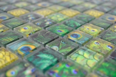 Mosaico di vetro mosaico piastrelle verde lucido pavone parete cucina bagno doccia MOS68-WL84