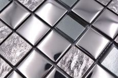 Mosaico di vetro mosaico piastrelle placcato argento metallo cucina backsplash piastrelle MOS88-XCB5