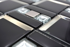 Mosaico di vetro piastrelle nero argento lucido parete cucina bagno doccia MOS88-SQ78