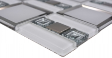 Mosaico di vetro mosaico piastrelle bianco argento lucido parete cucina bagno doccia MOS88-SQ98