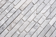 Piastrelle di mosaico in pietra naturale marmo bianco carrara look opaco parete pavimento cucina bagno doccia MOS40-Brick2000