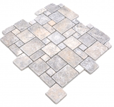 Piastrelle di pietra naturale mosaico terrazza travertino bianco grigio opaco parete pavimento cucina bagno doccia MOS40-FP47
