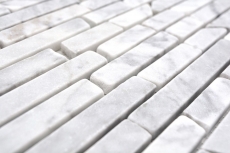 Piastrelle di mosaico in pietra naturale marmo bianco carrara look opaco parete pavimento cucina bagno doccia MOS40-Brick2000_f