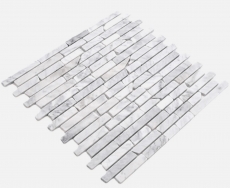 Piastrelle di mosaico in pietra naturale marmo bianco carrara look opaco parete pavimento cucina bagno doccia MOS40-Brick2000_f