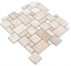 Piastrelle di mosaico in pietra naturale travertino beige opaco pavimento parete cucina bagno doccia MOS40-FP46_f