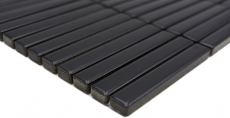 Mosaico ceramico bacchette nero opaco parete cucina bagno doccia MOS24-CG01_f