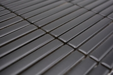 Mosaico ceramico bacchette nero opaco parete cucina bagno doccia MOS24-CG01_f