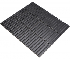 Mosaico ceramico bacchette nero opaco parete cucina bagno doccia MOS24-CG01_f