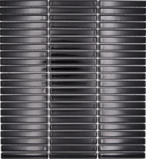 Mosaico ceramico bacchette nero lucido parete cucina bagno doccia MOS24-CG21_f