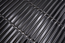 Mosaico ceramico bacchette nero lucido parete cucina bagno doccia MOS24-CG21_f