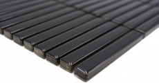 Mosaico ceramico bacchette nero lucido parete cucina bagno doccia MOS24-CG21_f