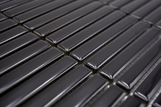 Mosaico ceramico bacchette nero lucido parete cucina bagno doccia MOS24-CG21_f