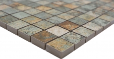 Mosaico ceramico dipinto a mano in gres porcellanato beige marrone grigio verde opaco parete pavimento cucina bagno doccia MOS18-25CB_m