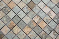 Mosaico ceramico dipinto a mano in gres porcellanato beige marrone grigio verde opaco parete pavimento cucina bagno doccia MOS18-25CB_m
