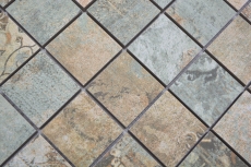 Mosaico ceramico dipinto a mano in gres porcellanato beige marrone verde opaco parete pavimento cucina bagno doccia MOS14-47CB_m