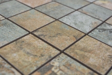 Mosaico ceramico dipinto a mano in gres porcellanato beige marrone verde opaco parete pavimento cucina bagno doccia MOS14-47CB_m