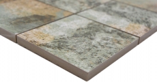 Mosaico ceramico dipinto a mano in gres porcellanato beige marrone grigio verde opaco parete pavimento cucina bagno doccia MOS23-95CB_m