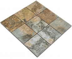 Mosaico ceramico dipinto a mano in gres porcellanato beige marrone grigio verde opaco parete pavimento cucina bagno doccia MOS23-95CB_m