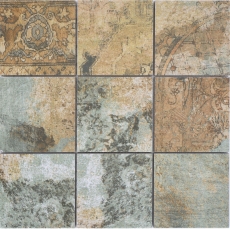 Mosaico ceramico dipinto a mano in gres porcellanato beige marrone grigio verde opaco parete pavimento cucina bagno doccia MOS23-95CB_m