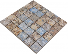Mosaico in ceramica decorato a mano in gres porcellanato forte multicolore opaco parete pavimento cucina bagno doccia MOS14-47CV_m