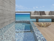 Mano modello piscina mosaico piscina mosaico vetro mosaico blu reale iridescente lucido parete pavimento cucina bagno doccia MOS220-P56384_m