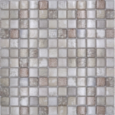Mosaico di vetro dipinto a mano tessere di mosaico beige lucido coccodrillo texture parete cucina bagno doccia MOS68-WL34_m