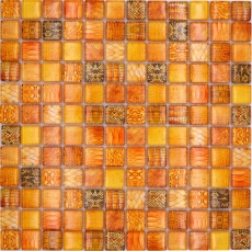 Mosaico di vetro dipinto a mano mosaico piastrelle arancione lucido serpente parete cucina bagno doccia MOS68-WL44_m
