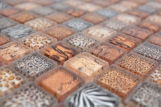 Mosaico di vetro dipinto a mano piastrelle di mosaico marrone chiaro lucido safari parete cucina bagno doccia MOS68-WL54_m