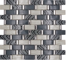 Mosaico in vetro dipinto a mano grigio argento oro lucido parete cucina bagno doccia - MOS83-MW20_m