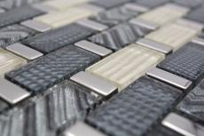 Mosaico in vetro dipinto a mano grigio argento oro lucido parete cucina bagno doccia - MOS83-MW20_m