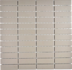 Piastrella di mosaico in ceramica tondini grigio chiaro non smaltato MOS24-1202_f