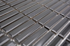 Aste in ceramica a mosaico retrò anni 50-60 cinturini neri lucidi MOS24-BM2