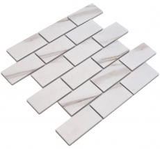 Mosaico ceramico incollato a parete Calacatta bianco grigio-marrone opaco MOS26M-1112