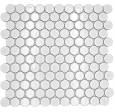 Mosaico ceramico Button Loop Penny Round uni bianco lucido MOS10-0102GR
