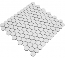 Piastrella di ceramica Button Loop Penny Round tinta unita bianco opaco MOS10-0111GR