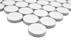 Piastrella di ceramica Button Loop Penny Round tinta unita bianco opaco MOS10-0111GR
