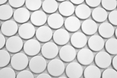Piastrella di ceramica Button Loop Penny Round tinta unita bianco opaco MOS10-0111GR