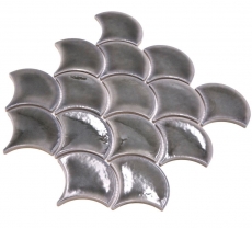 Piastrella di ceramica a ventaglio a squame di pesce tinta unita grigio scuro stile ghiaccio screpolato MOS13-FS7