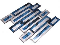 Piastrella di mosaico di vetro 2D look nero blu grigio sfumato MOS88-W9