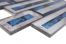 Piastrella di mosaico di vetro 2D look nero blu grigio sfumato MOS88-W9