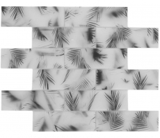 Mosaico di vetro Mosaico composito bianco nero opaco effetto foglia MOS88-FL25