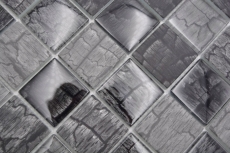 Piastrella di mosaico di vetro effetto pietra grigio foresta grigio scuro MOS88-88P