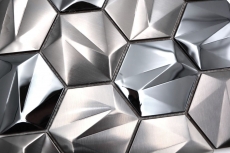 Piastrelle di mosaico esagonale in acciaio inox 3D acciaio tungsteno lucido/opaco MOS128-PL